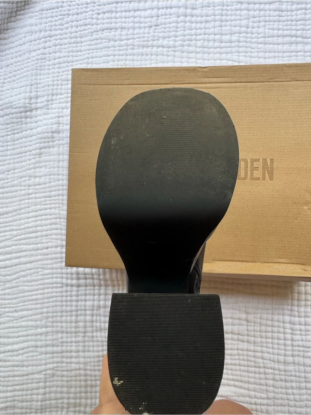 Steve Madden Black Leather Platform Block Heel Ankle Boots